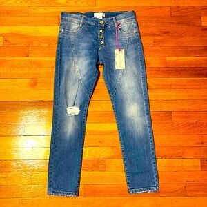 Cristiva Gavioli, slim straight jeans., made in Italy , ripped effect US 8